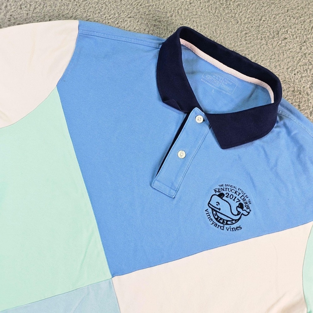 Vineyard Vines Kentucky Derby 2017 Polo Shirt Mens L Multicolor Colorblock